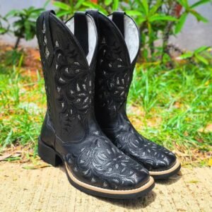 Bota Feminina Fort Boots Preta Brilho Prata Ref.309