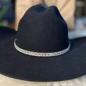 Bandinha Para Chapéu Couro Marrom Strass