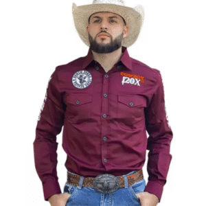 Camisa Country Masculina Cowboy 120X Bordo