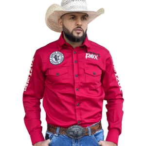 Camisa Country Masculina Cowboy 120X Vermelha