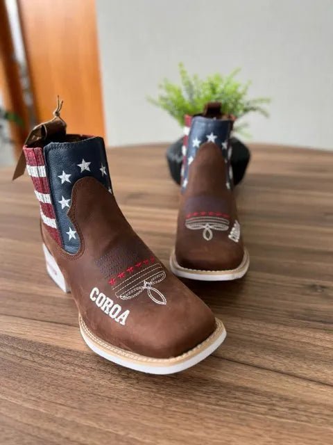 Botina Gustavo - Couro Horse Nescau/ Bordado Americana - Imagem 2