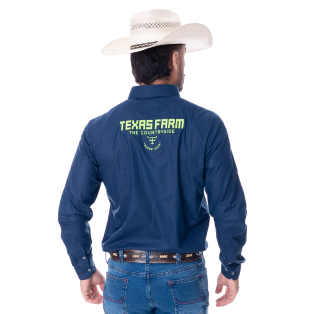 Camisa Competição Masculina Texas Farm Azul Marinho - Imagem 4