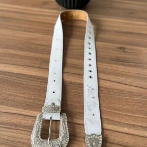 Cinto - Couro Floatter Branco/Bordado Florência Branco