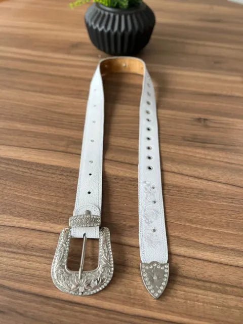 Cinto - Couro Floatter Branco/Bordado Florência Branco