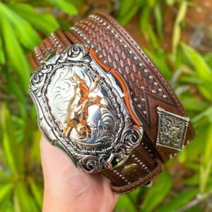 Cinto Síntético Com Fivela Marrom