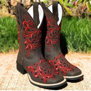 Bota Feminina Brilho Vermelha