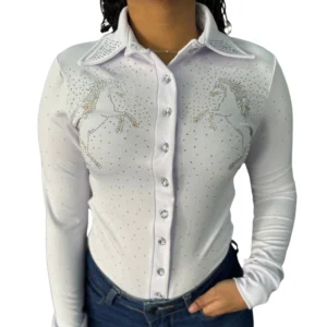 Body Manga Longa Brilho All Western Branco