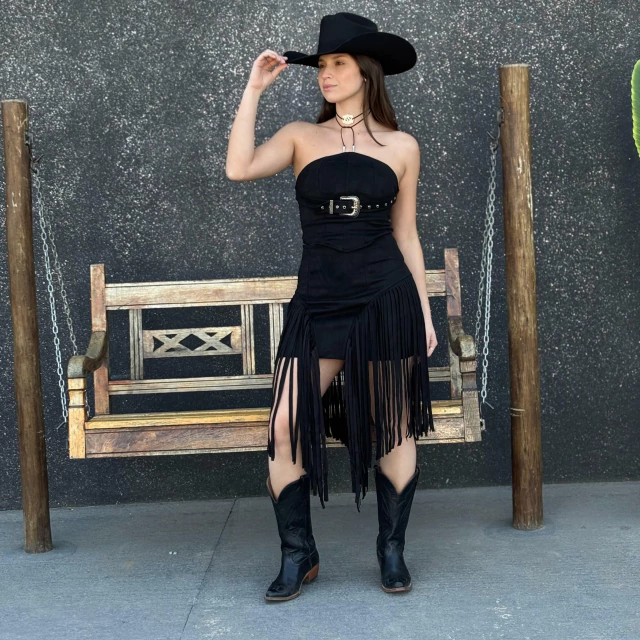 Conjunto Missouri em Suede com Franjas - Preto - Imagem 2