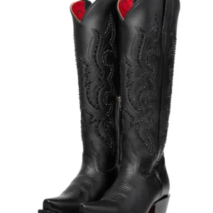 Bota Marbella Cano Alto com Sola Vermelha e Bico fino