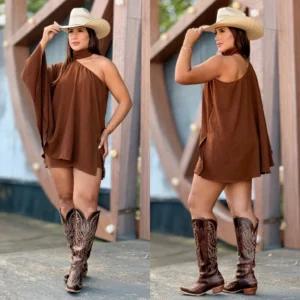 Conjunto Encanto Bata/Saia Marrom