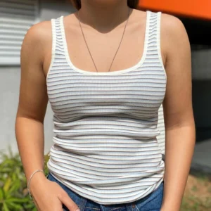 Regata Feminina Levis Branca Listrada